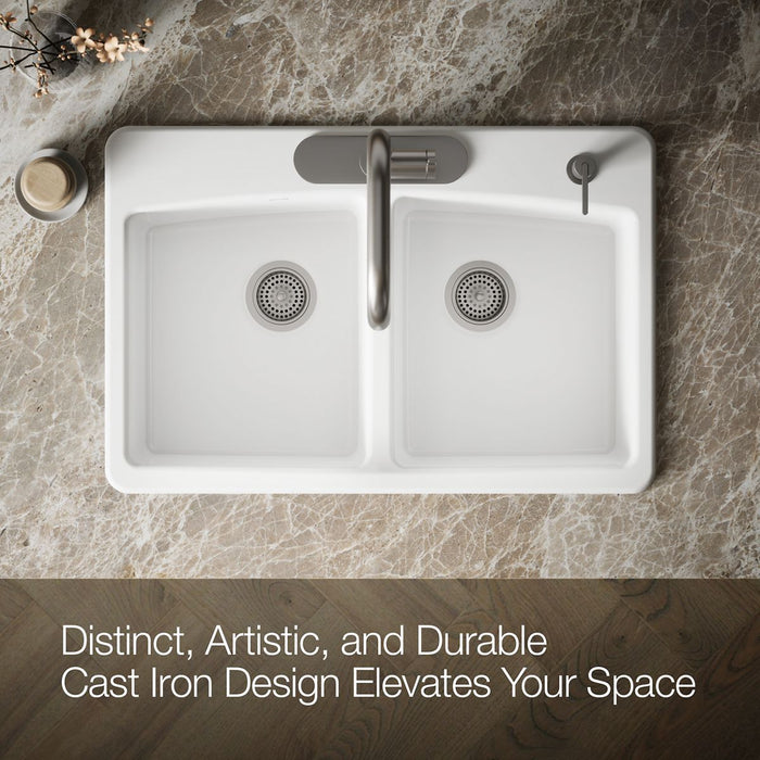 KOHLER K-5846-4 Brookfield 33" top-mount double-bowl kitchen sink