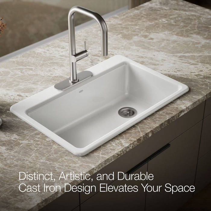 KOHLER K-5871-3A2 Riverby 33" top-mount single-bowl workstation kitchen sink
