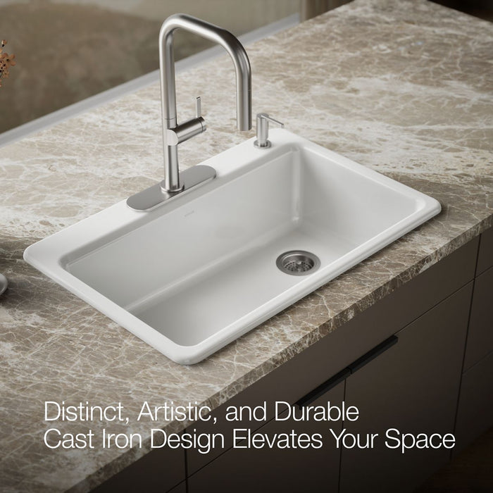KOHLER K-5871-4A1 Riverby 33" top-mount single-bowl kitchen sink