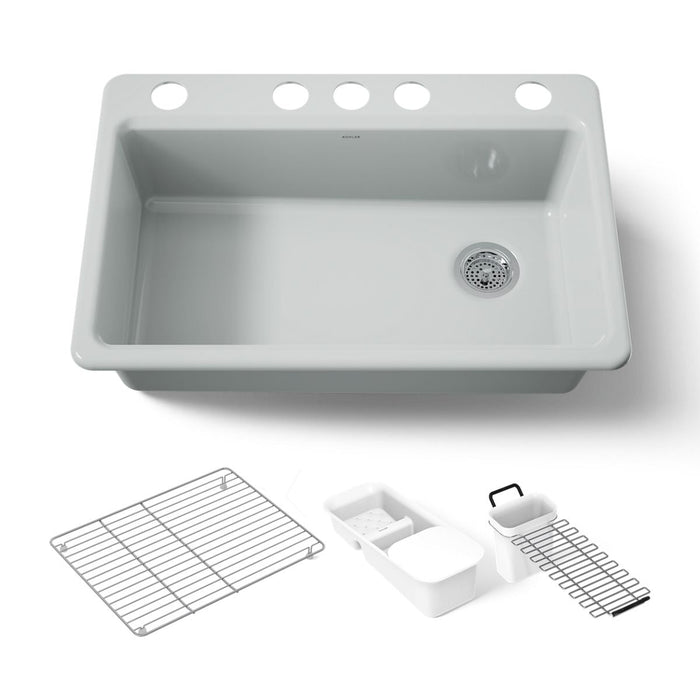 KOHLER K-5871-5UA3 Riverby 33" undermount single-bowl workstation kitchen sink