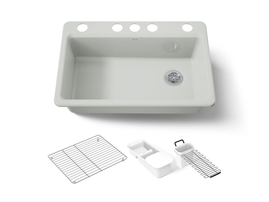 KOHLER K-5871-5UA3 Riverby 33" undermount single-bowl workstation kitchen sink