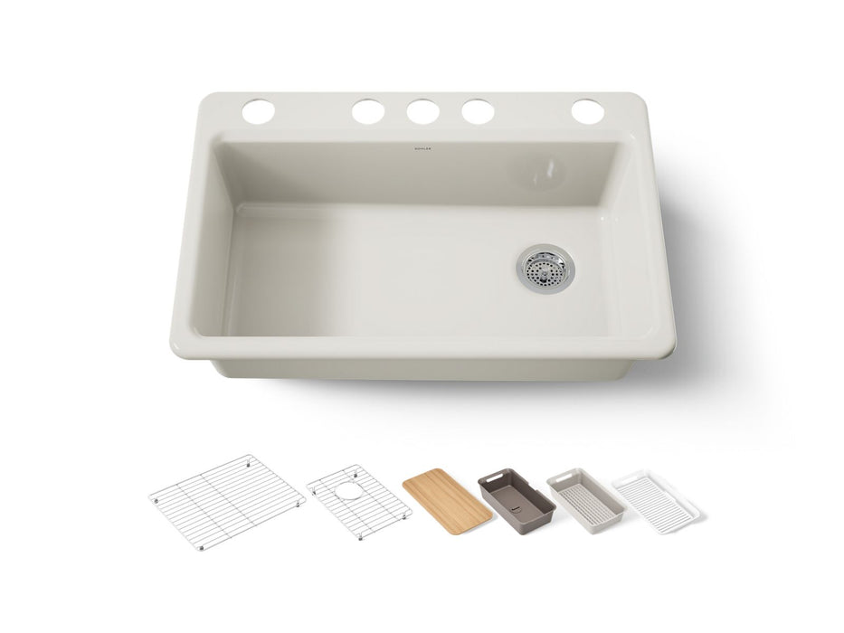 KOHLER K-5871-5UPC Riverby 33" undermount single-bowl workstation kitchen sink