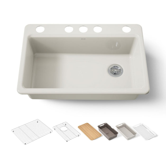 KOHLER K-5871-5UPC Riverby 33" undermount single-bowl workstation kitchen sink