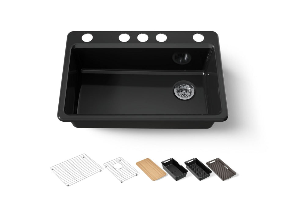 KOHLER K-5871-5UPC Riverby 33" undermount single-bowl workstation kitchen sink