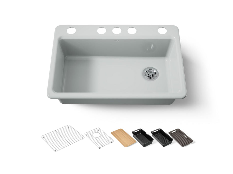 KOHLER K-5871-5UPC Riverby 33" undermount single-bowl workstation kitchen sink