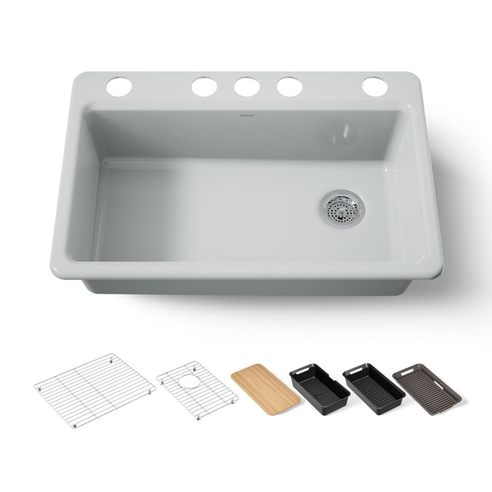 KOHLER K-5871-5UPC Riverby 33" undermount single-bowl workstation kitchen sink