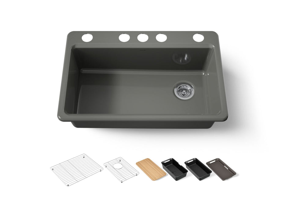 KOHLER K-5871-5UPC Riverby 33" undermount single-bowl workstation kitchen sink