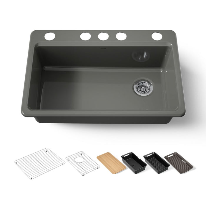 KOHLER K-5871-5UPC Riverby 33" undermount single-bowl workstation kitchen sink