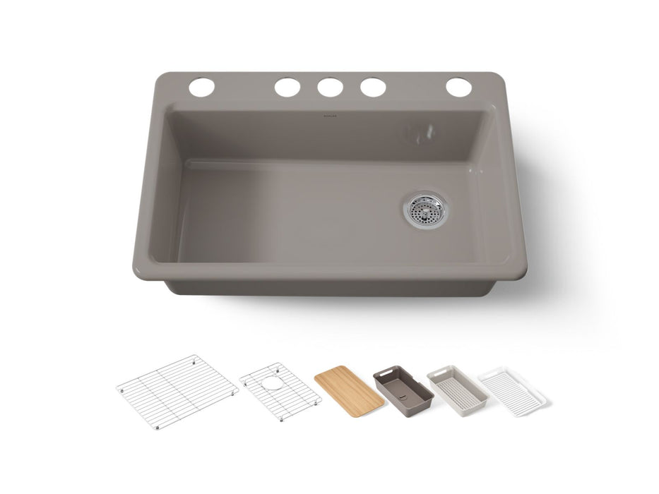 KOHLER K-5871-5UPC Riverby 33" undermount single-bowl workstation kitchen sink
