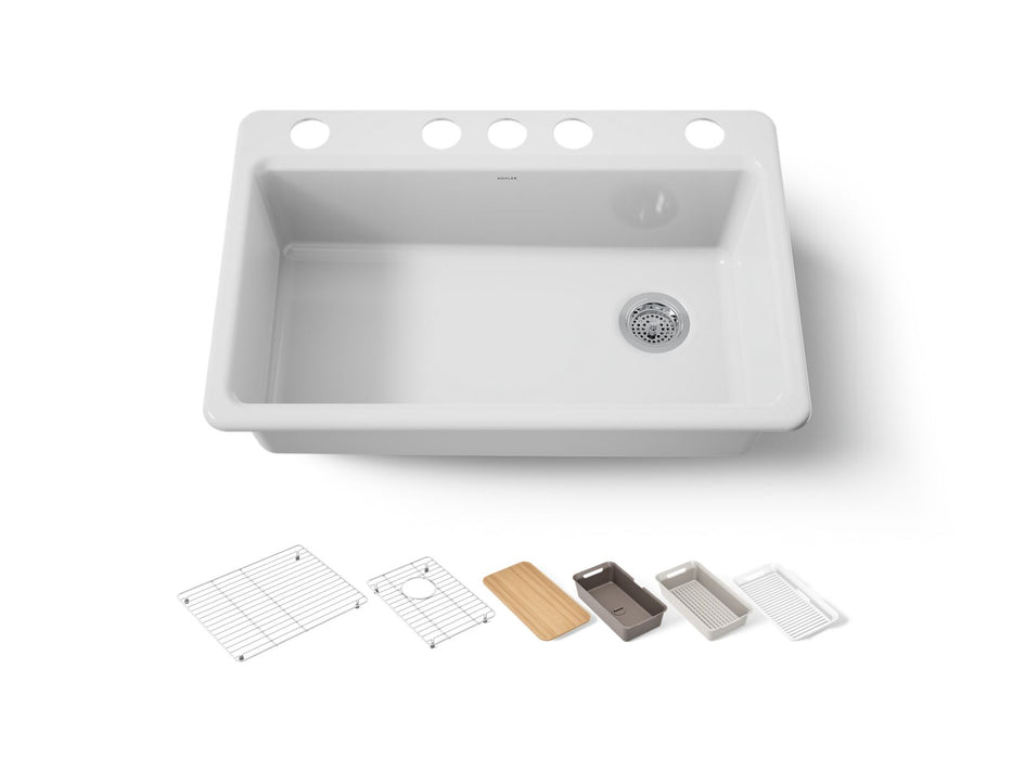 KOHLER K-5871-5UPC Riverby 33" undermount single-bowl workstation kitchen sink