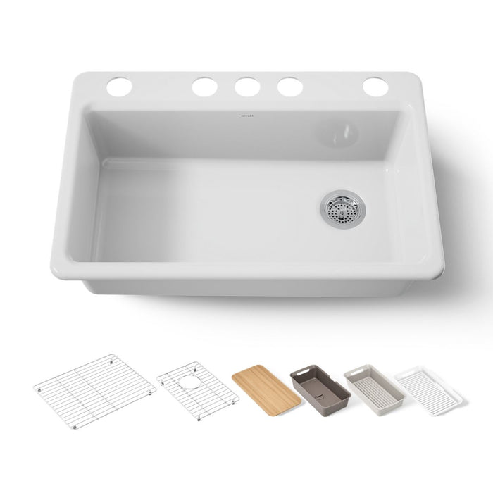KOHLER K-5871-5UPC Riverby 33" undermount single-bowl workstation kitchen sink