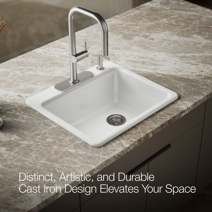KOHLER K-5872-4A1 Riverby 25" top-mount single-bowl kitchen sink
