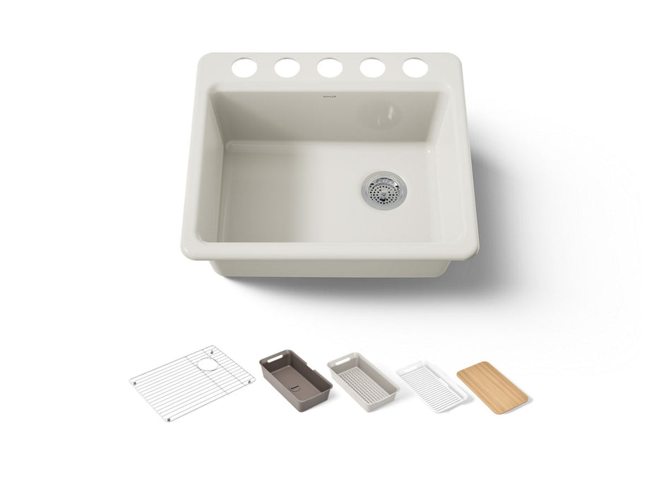 KOHLER K-5872-5UPC Riverby 25" undermount single-bowl workstation kitchen sink