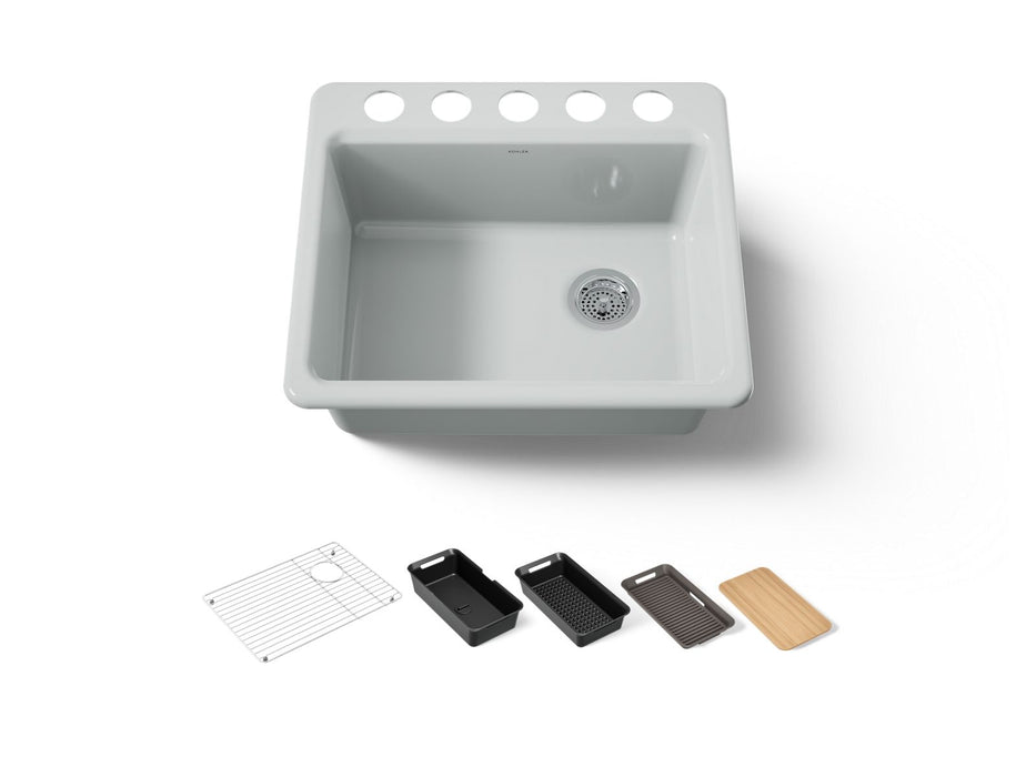KOHLER K-5872-5UPC Riverby 25" undermount single-bowl workstation kitchen sink