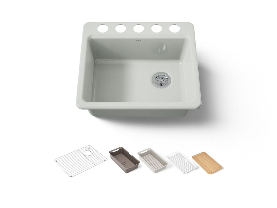 KOHLER K-5872-5UPC Riverby 25" undermount single-bowl workstation kitchen sink