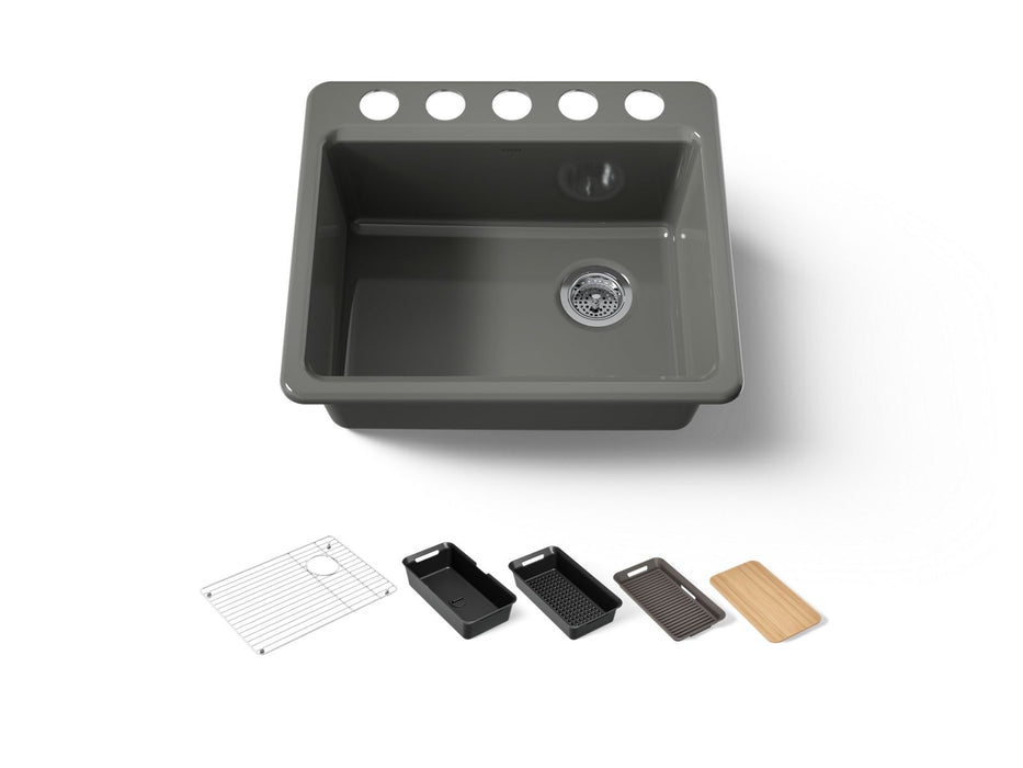 KOHLER K-5872-5UPC Riverby 25" undermount single-bowl workstation kitchen sink