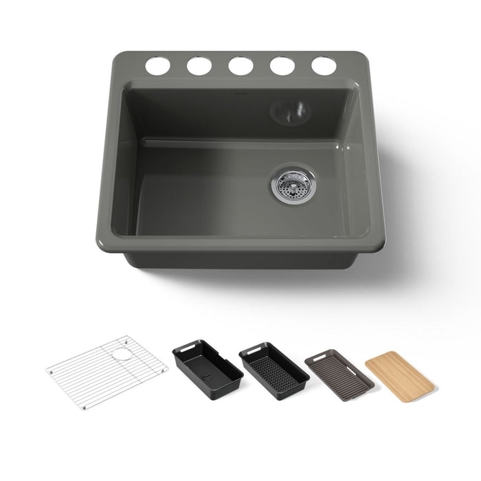 KOHLER K-5872-5UPC Riverby 25" undermount single-bowl workstation kitchen sink