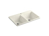 KOHLER K-5873-1 Deerfield 33" x 22" x 9-5/8" top-mount double-equal kitchen sink, biscuit