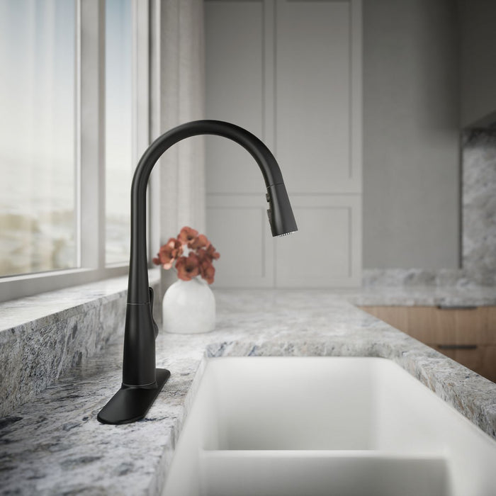 KOHLER K-596 Simplice Pull-down kitchen sink faucet with three-function sprayhead