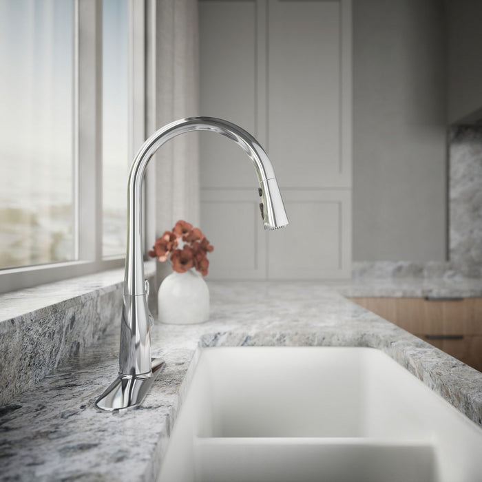KOHLER K-596 Simplice Pull-down kitchen sink faucet with three-function sprayhead