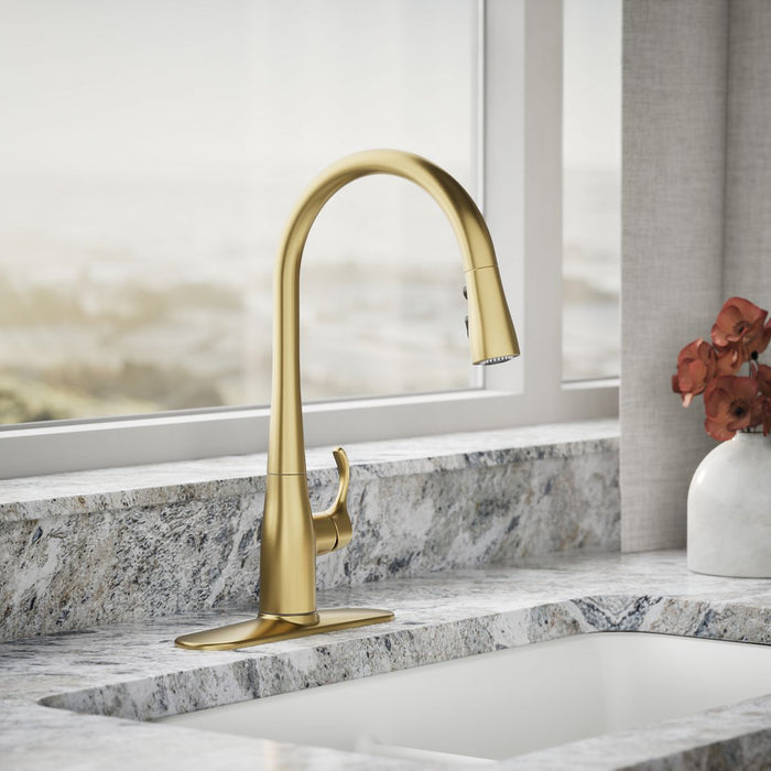 KOHLER K-596 Simplice Pull-down kitchen sink faucet with three-function sprayhead