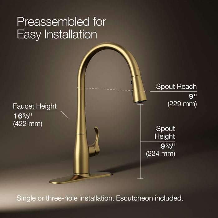 KOHLER K-596 Simplice Pull-down kitchen sink faucet with three-function sprayhead
