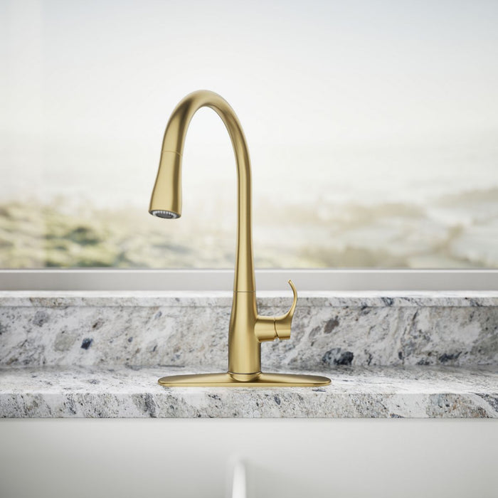 KOHLER K-596 Simplice Pull-down kitchen sink faucet with three-function sprayhead