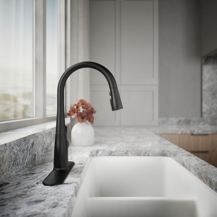 KOHLER K-597 Simplice Compact pull-down kitchen sink faucet with three-function sprayhead