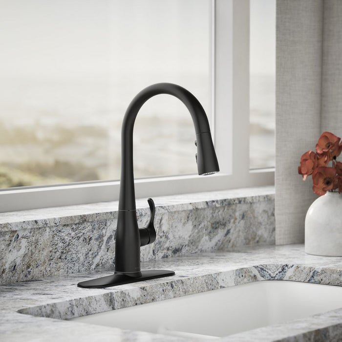 KOHLER K-597 Simplice Compact pull-down kitchen sink faucet with three-function sprayhead