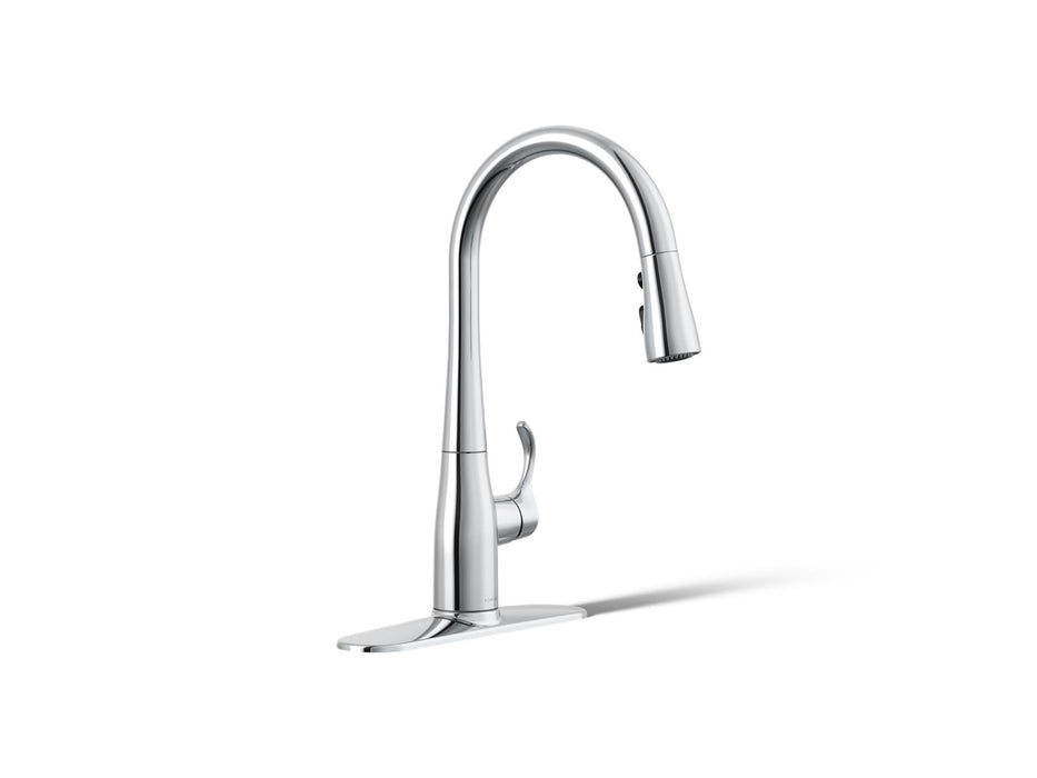 KOHLER K-597 Simplice Compact pull-down kitchen sink faucet with three-function sprayhead