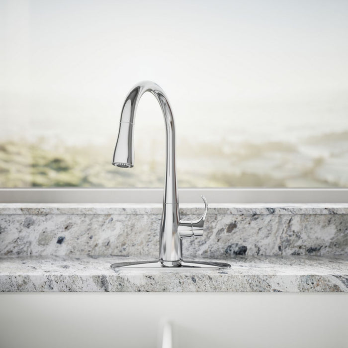 KOHLER K-597 Simplice Compact pull-down kitchen sink faucet with three-function sprayhead