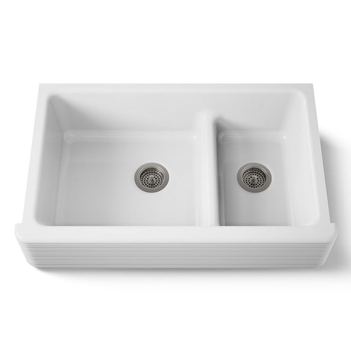 KOHLER K-6349-0 K-6349 Whitehaven Smart Divide 35-11/16" Undermount Double-bowl Farmhouse Kitchen Sink