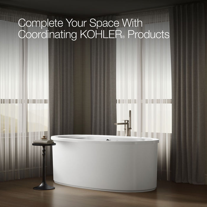 KOHLER K-6368-W1 Sunstruck 65-1/2" x 35-1/2" freestanding bath with Bask heated surface and straight shroud
