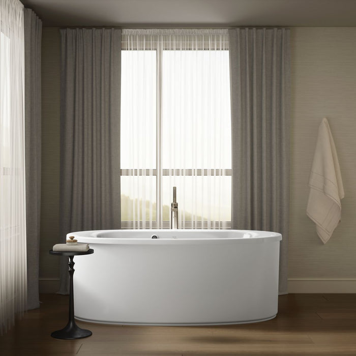 KOHLER K-6368-W1 Sunstruck 65-1/2" x 35-1/2" freestanding bath with Bask heated surface and straight shroud
