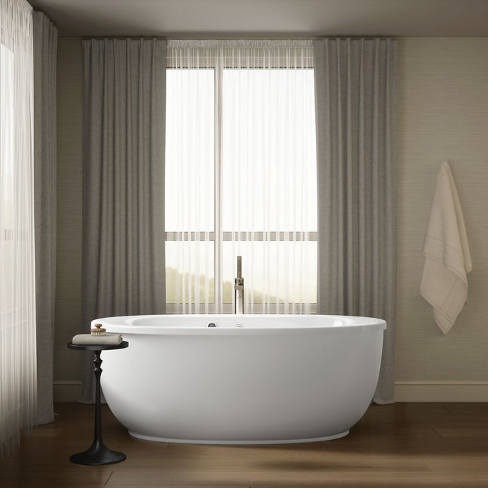KOHLER K-6369-W1 Sunstruck 65-1/2" x 35-1/2" oval freestanding bath with Bask heated surface and fluted shroud