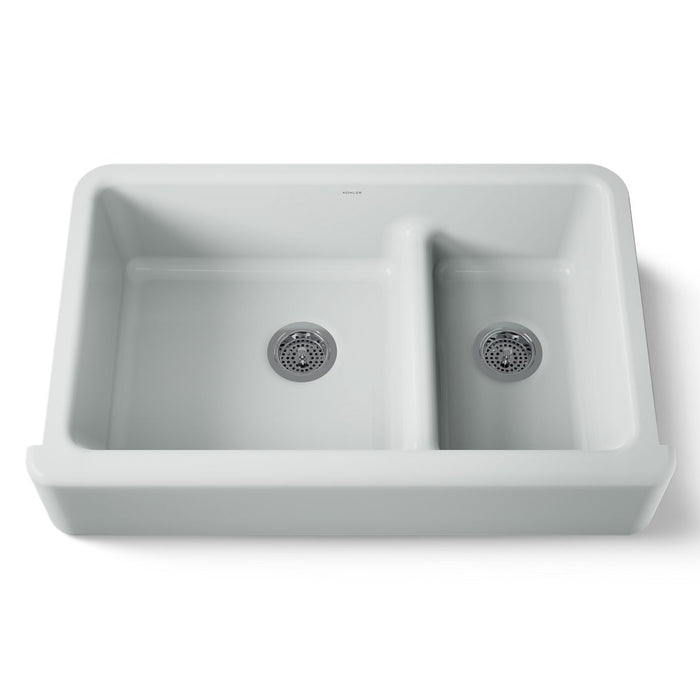 KOHLER K-6427 Whitehaven Smart Divide 35-3/4" undermount double-bowl farmhouse kitchen sink