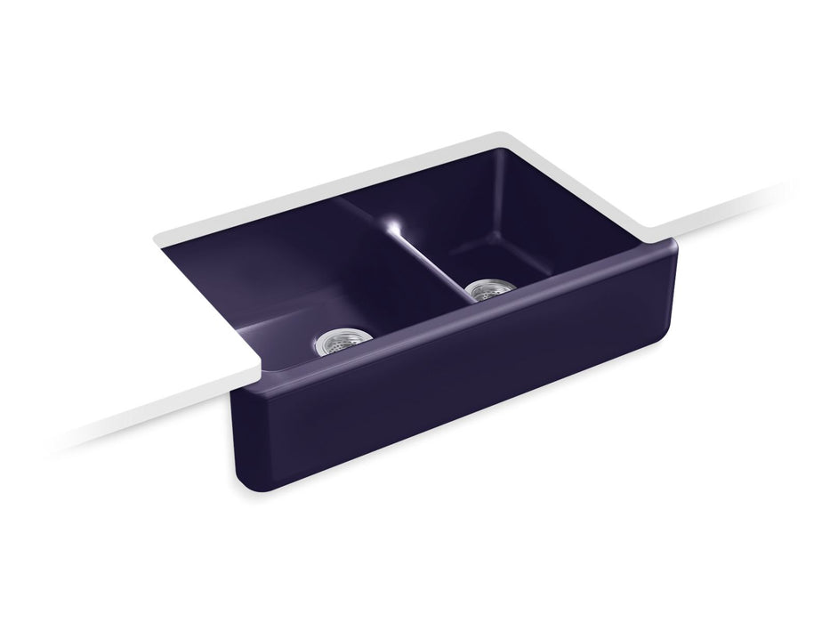 KOHLER K-6427 Whitehaven Smart Divide 35-3/4" undermount double-bowl farmhouse kitchen sink