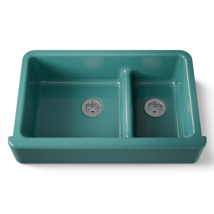 KOHLER K-6427 Whitehaven Smart Divide 35-3/4" undermount double-bowl farmhouse kitchen sink