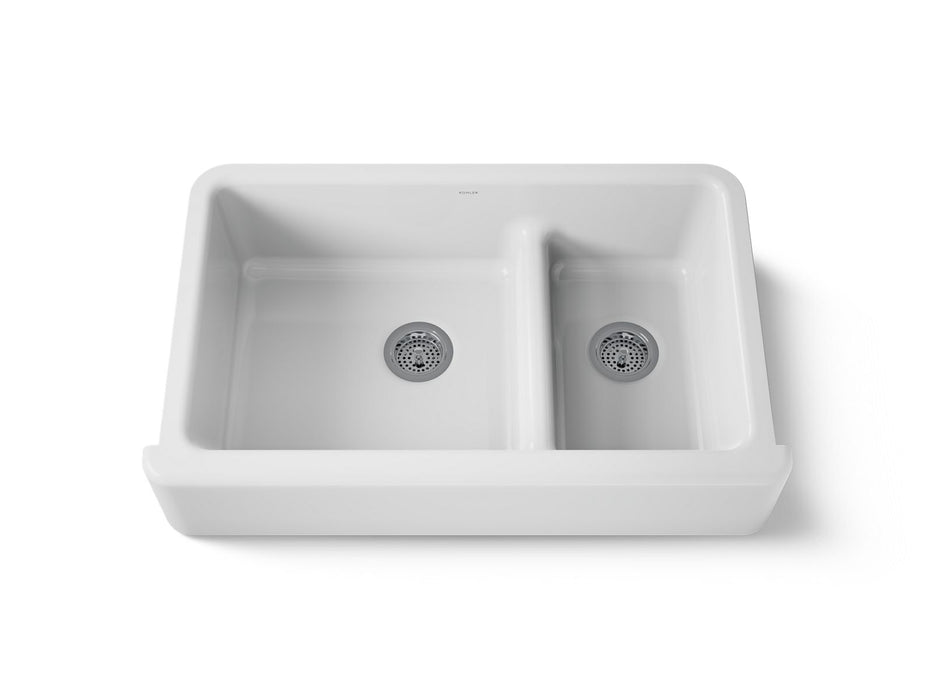 KOHLER K-6427 Whitehaven Smart Divide 35-3/4" undermount double-bowl farmhouse kitchen sink