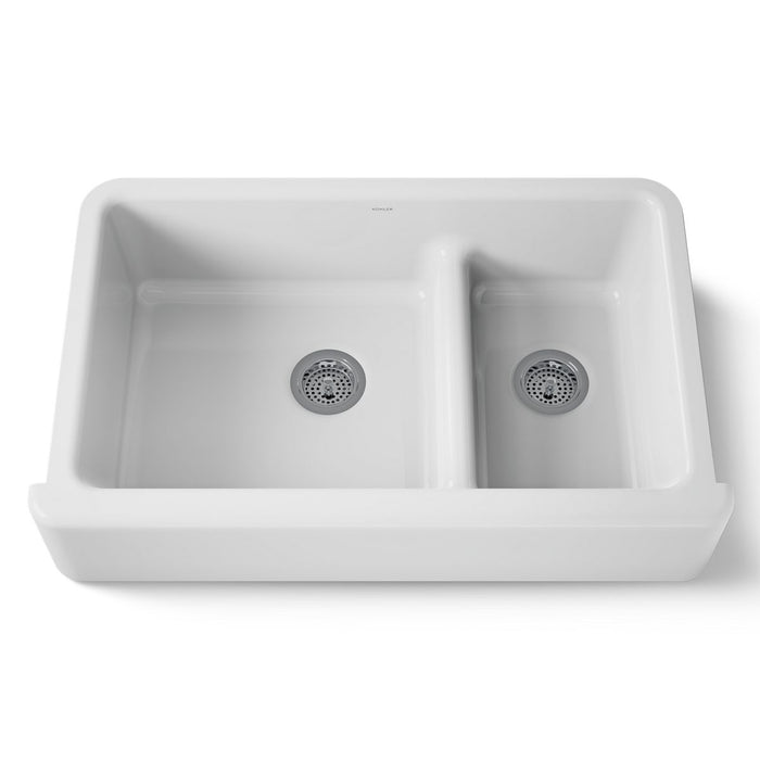 KOHLER K-6427 Whitehaven Smart Divide 35-3/4" undermount double-bowl farmhouse kitchen sink