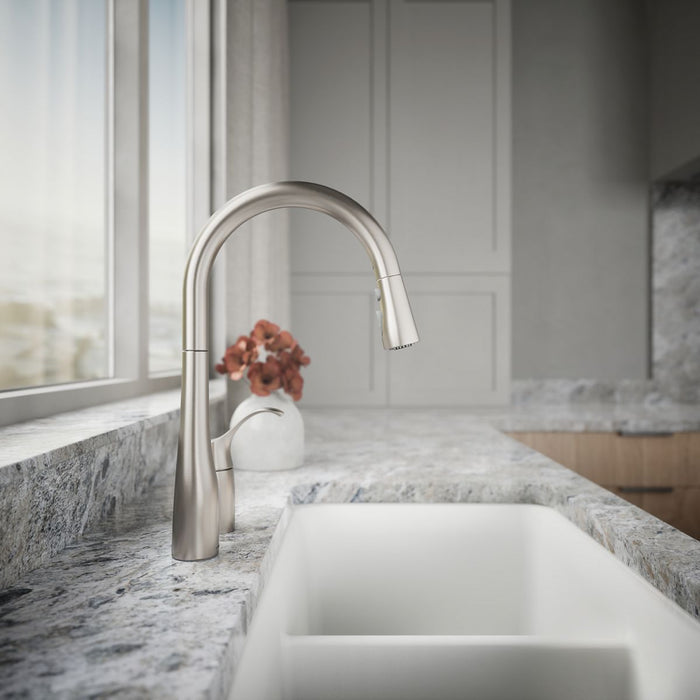 KOHLER K-647 Simplice Pull-down kitchen sink faucet with three-function sprayhead