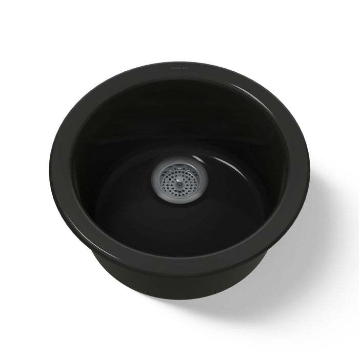 KOHLER K-6565 Porto Fino 18-1/2" top-/undermount single-bowl bar sink, black black - view 5