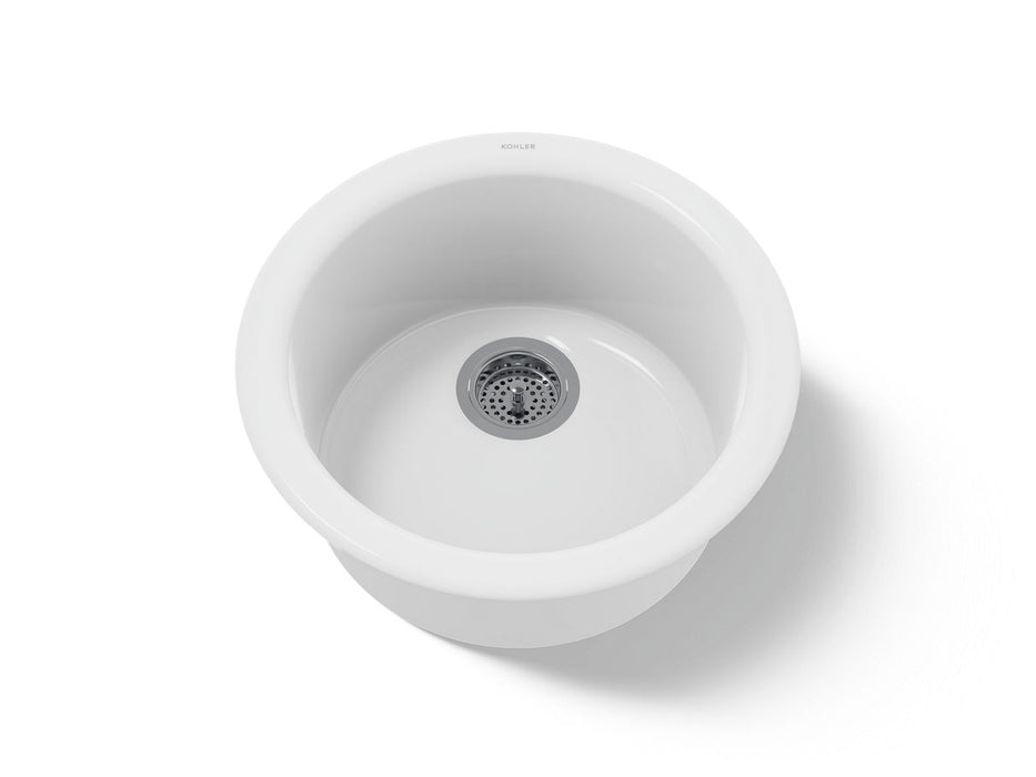 KOHLER K-6565 Porto Fino 18-1/2" top-/undermount single-bowl bar sink, white