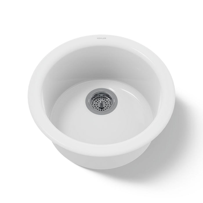 KOHLER K-6565 Porto Fino 18-1/2" top-/undermount single-bowl bar sink, white - view 5