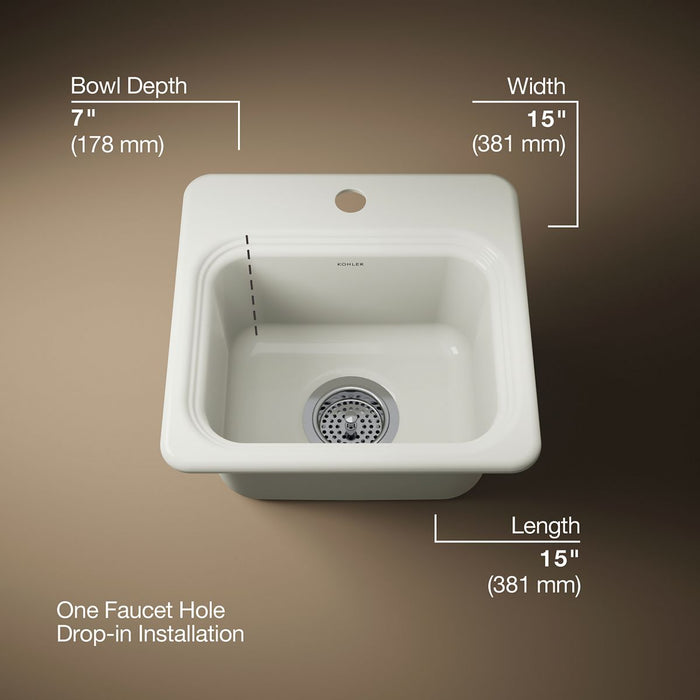 KOHLER K-6579-1 Northland 15" top-mount single-bowl bar sink