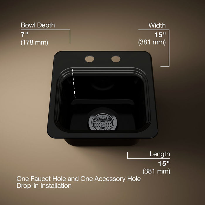 KOHLER K-6579-2 Northland 15" top-mount single-bowl bar sink