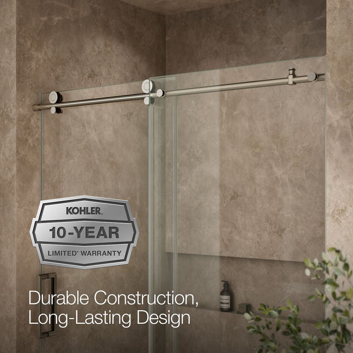 KOHLER K-701694-L Composed 62" H sliding bath door with 3/8"-thick glass, anodized brushed nickel - view 5