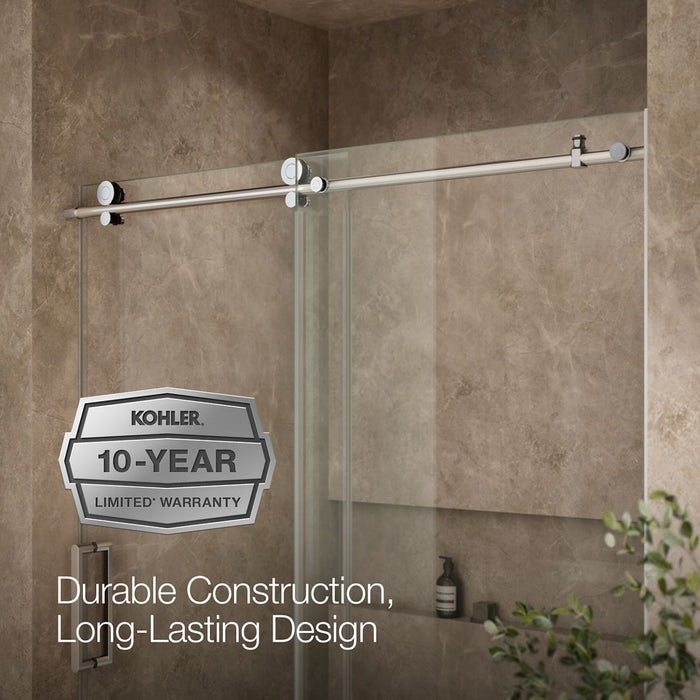 KOHLER K-701694-L Composed 62" H sliding bath door with 3/8"-thick glass, bright polished silver - view 5