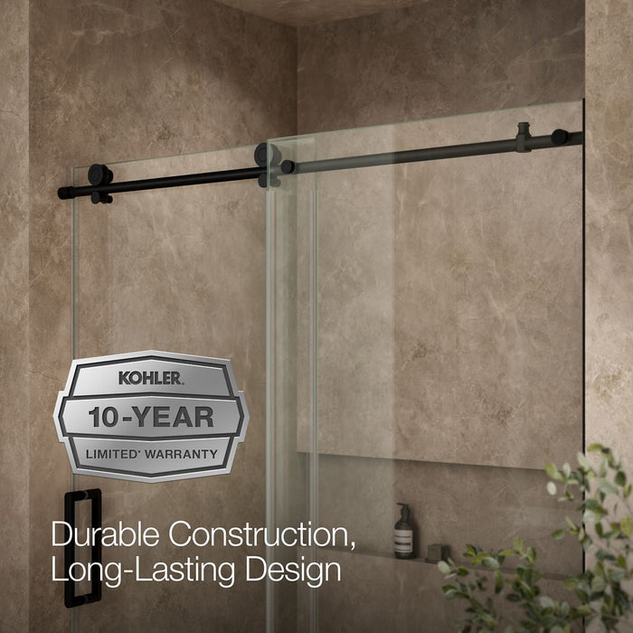KOHLER K-701694-L Composed 62" H sliding bath door with 3/8"-thick glass, matte black - view 5