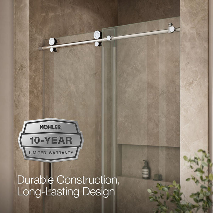 KOHLER K-701695-L Composed Sliding shower door, 78" H x 44-1/8 - 47-7/8" W, with 3/8" thick Crystal Clear glass, bright...